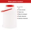 Bidon Plastic pentru Muraturi, 2 L, Rotund, Capac Rosu, Maner de Transport, Recipient Alimentar pentru Depozitare, Alb