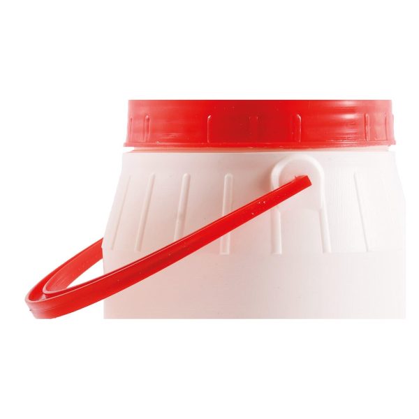 Bidon Plastic pentru Muraturi, 3 L, Rotund, Capac Rosu, Maner de Transport, Recipient Alimentar pentru Depozitare, Alb