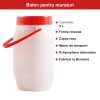 Bidon Plastic pentru Muraturi, 3 L, Rotund, Capac Rosu, Maner de Transport, Recipient Alimentar pentru Depozitare, Alb