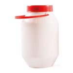 Bidon Plastic pentru Muraturi, 5 L, Rotund, Capac Rosu, Maner de Transport, Recipient Alimentar pentru Depozitare, Alb