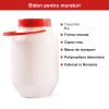 Bidon Plastic pentru Muraturi, 5 L, Rotund, Capac Rosu, Maner de Transport, Recipient Alimentar pentru Depozitare, Alb