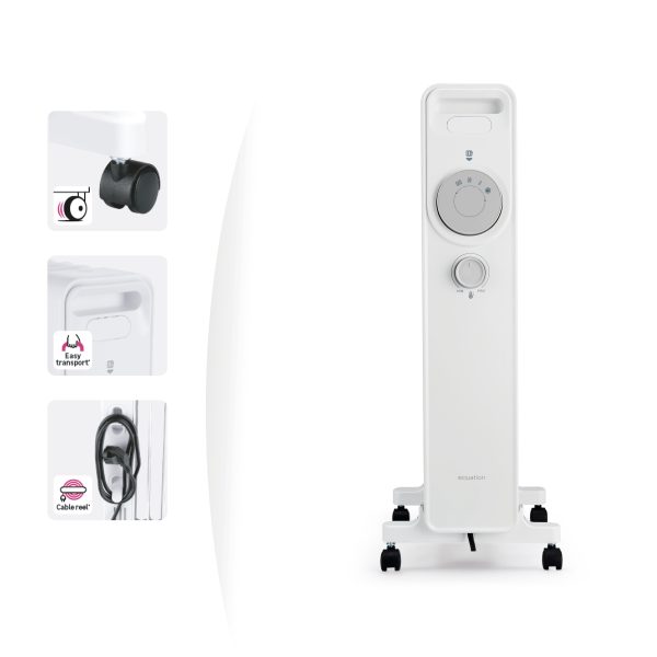 Calorifer Electric pe Ulei, 1500 W, 3 Trepte 600/900/1500 W, Termostat Mecanic, Roti si Maner, Anti-Rasturnare, pentru 12 mp, Alb
