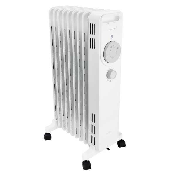 Calorifer Electric pe Ulei, 2000 W, 3 Trepte 800/1200/2000 W, Termostat Mecanic, Roti si Maner, Anti-Rasturnare, pentru 16 mp, Alb
