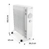 Calorifer Electric pe Ulei, 2500 W, 3 Trepte 1000/1500/2500 W, Termostat Mecanic, Roti si Maner, Anti-Rasturnare, pentru 20 mp, Alb