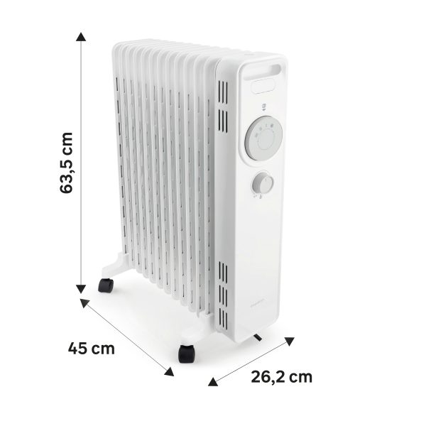 Calorifer Electric pe Ulei, 2500 W, 3 Trepte 1000/1500/2500 W, Termostat Mecanic, Roti si Maner, Anti-Rasturnare, pentru 20 mp, Alb