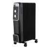 Calorifer Electric pe Ulei, 2000 W, Putere Reglabila, Termostat, Protectie Supraincalzire, Roti de Transport, IP20, pentru 15 mp, Negru