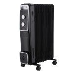 Calorifer Electric pe Ulei, 2000 W, Putere Reglabila, Termostat, Protectie Supraincalzire, Roti de Transport, IP20, pentru 15 mp, Negru